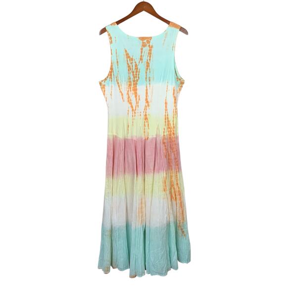 The Pyramid Collection Tie Dye Maxi Dress Sleeveless Colorful Cotton Women's L - Picture 6 of 10